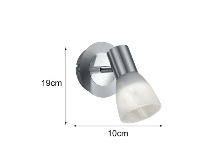 2er Set LED Wandstrahler Silber mit Glas Lampenschirm, Breite 10cm