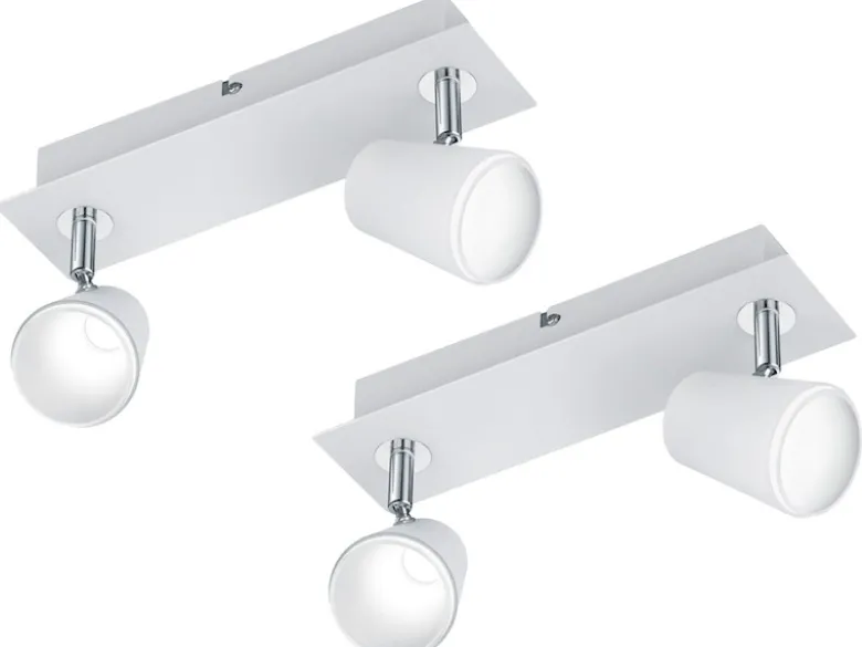2er SET LED Wandstrahler Weiß 2-flammig mit Schalter, Breite 28cm