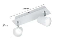 2er SET LED Wandstrahler Weiß 2-flammig mit Schalter, Breite 28cm