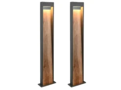 2er Set LED Wegeleuchten in Anthrazit & Holzoptik, Höhe 100cm