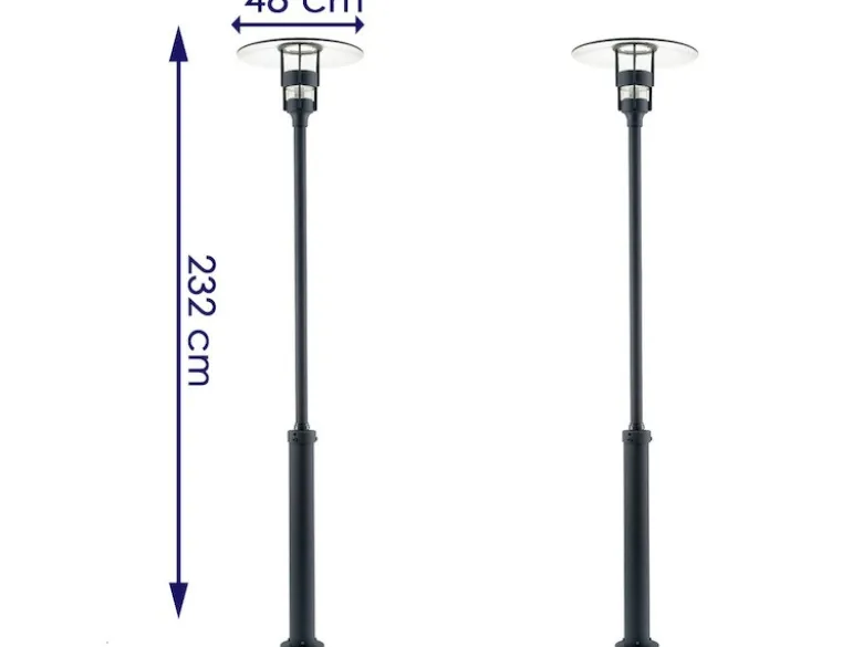 2er Set Mastleuchte / Gartenlaterne FREJA, Höhe 232 cm, Alu schwarz / Glas klar