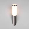 2er Set moderne LED Außenwandleuchten aus Edelstahl in Silber, Höhe 39cm
