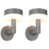 2er Set moderne LED Außenwandleuchten aus Aluminium in Anthrazit, Höhe 22cm