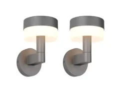 2er Set moderne LED Außenwandleuchten aus Aluminium in Anthrazit, Höhe 22cm