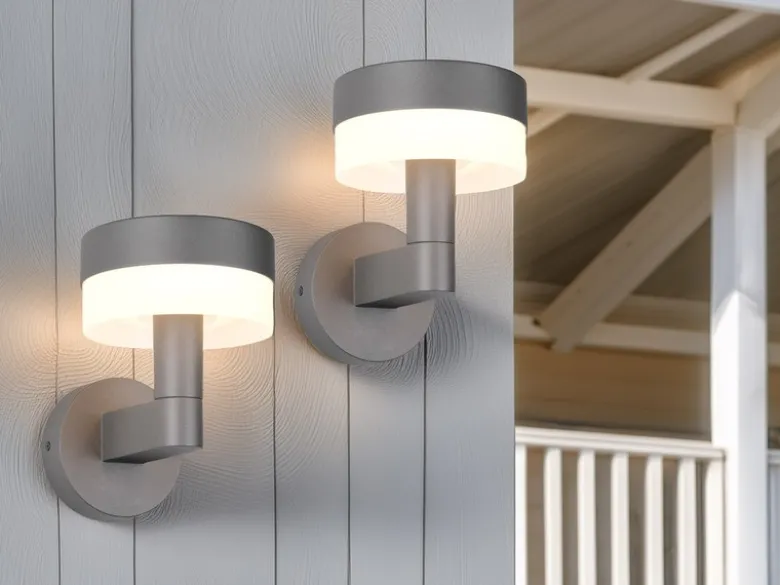 2er Set moderne LED Außenwandleuchten aus Aluminium in Anthrazit, Höhe 22cm