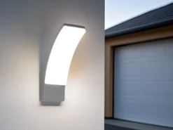 2er Set moderne LED Außenwandleuchten aus Aluminium in Anthrazit, Höhe 22,5cm