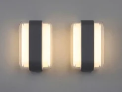 2er Set moderne LED Außenwandleuchten aus Metall Anthrazit, Höhe 16cm