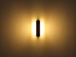 2er Set moderne LED Außenwandleuchten aus Metall Anthrazit, Höhe 16cm