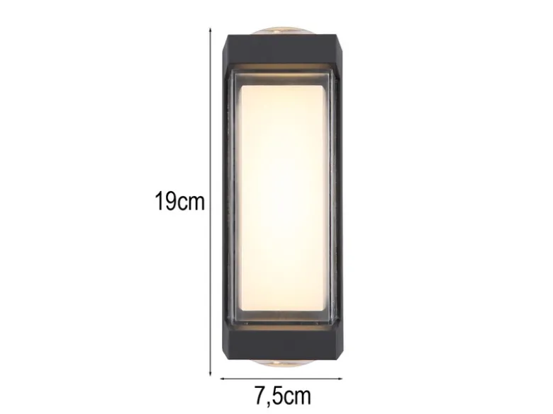 2er Set moderne LED Außenwandleuchten aus Aluminium Anthrazit, Höhe 19cm