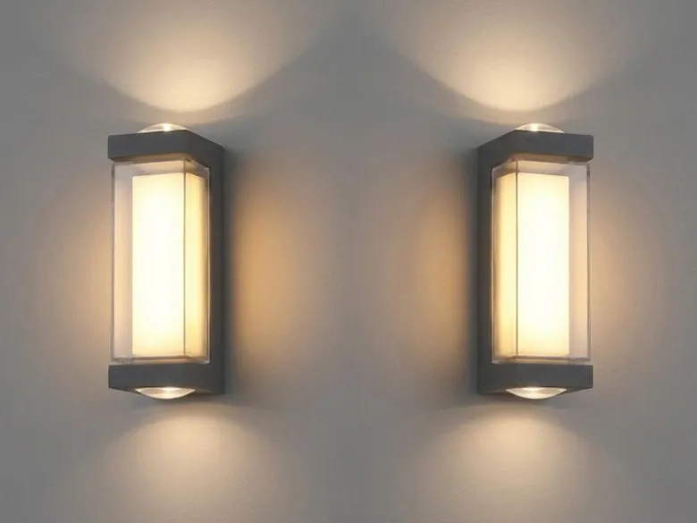 2er Set moderne LED Außenwandleuchten aus Aluminium Anthrazit, Höhe 19cm