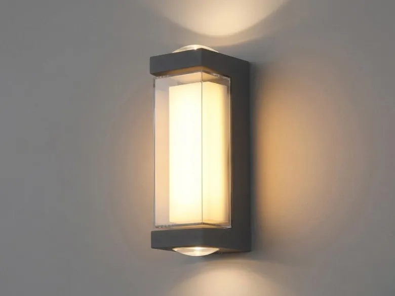 2er Set moderne LED Außenwandleuchten aus Aluminium Anthrazit, Höhe 19cm