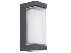 2er Set moderne LED Außenwandleuchten aus Aluminium Anthrazit, Höhe 19cm