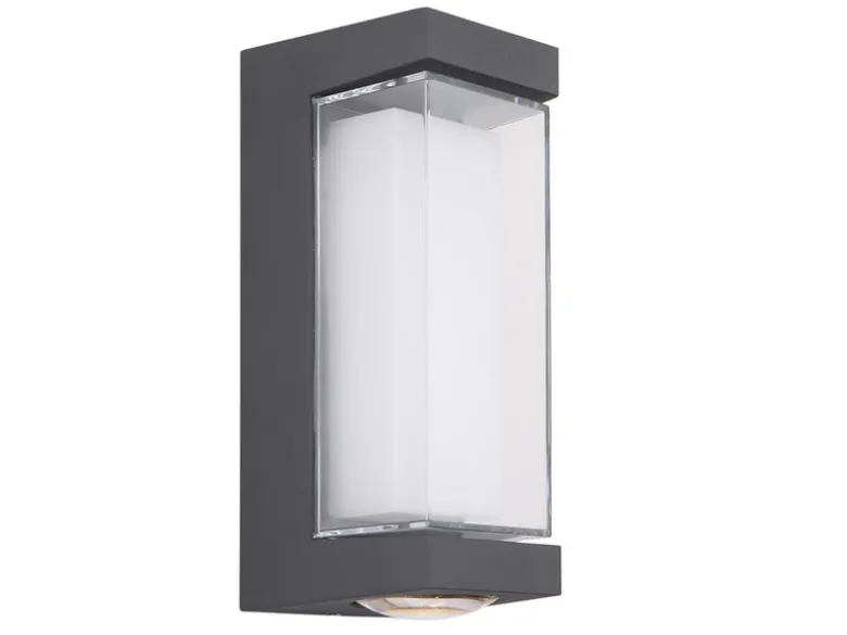 2er Set moderne LED Außenwandleuchten aus Aluminium Anthrazit, Höhe 19cm