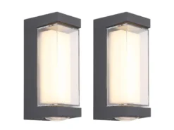 2er Set moderne LED Außenwandleuchten aus Aluminium Anthrazit, Höhe 19cm