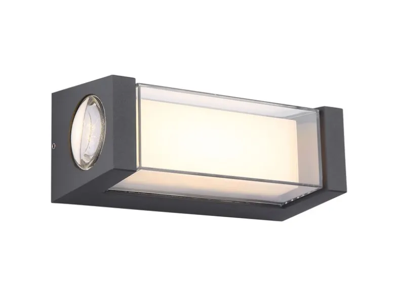 2er Set moderne LED Außenwandleuchten aus Aluminium Anthrazit, Höhe 19cm