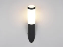 2er Set moderne LED Außenwandleuchten aus Edelstahl in Schwarz, Höhe 39cm