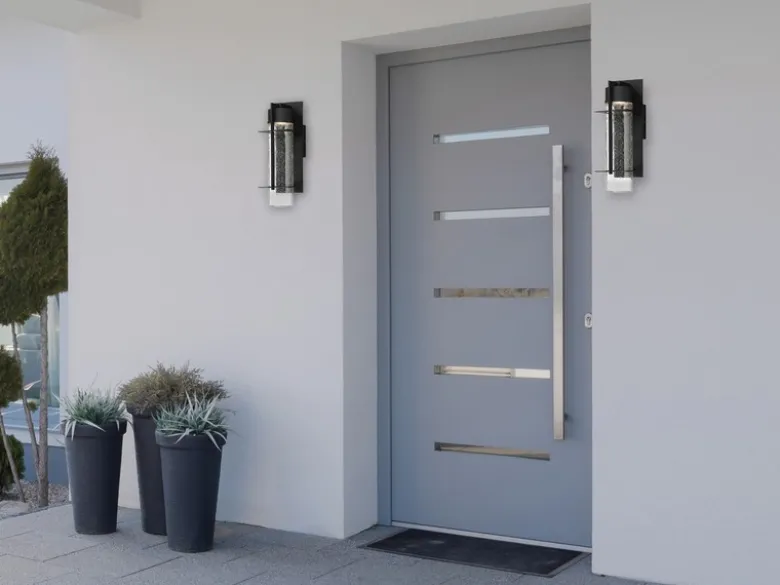 2er Set Moderne LED Außenwandleuchten aus Aluminium, Höhe 37cm