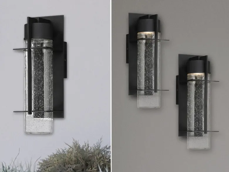 2er Set Moderne LED Außenwandleuchten aus Aluminium, Höhe 37cm