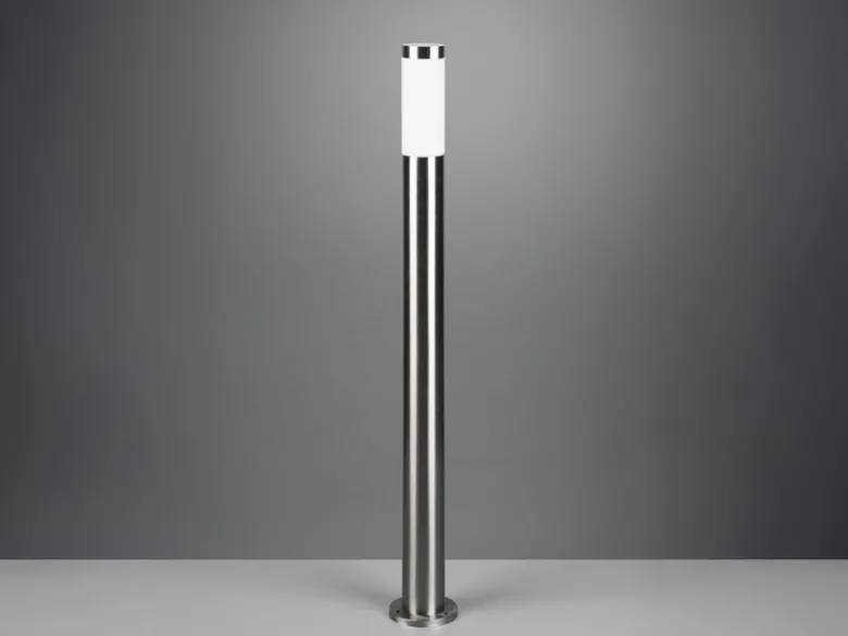 2er Set moderne LED Pollerleuchten aus Edelstahl in Silber, Höhe 80cm