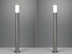 2er Set moderne LED Pollerleuchten aus Edelstahl in Silber, Höhe 80cm
