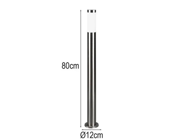 2er Set moderne LED Pollerleuchten aus Edelstahl in Silber, Höhe 80cm