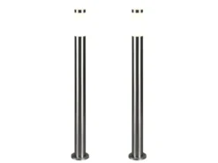 2er Set moderne LED Pollerleuchten aus Edelstahl in Silber, Höhe 80cm