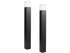 2er Set moderne LED Pollerleuchten aus Aluminium in Schwarz, Höhe 80cm