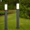 2er Set moderne LED Pollerleuchten aus Edelstahl in Schwarz, Höhe 80cm
