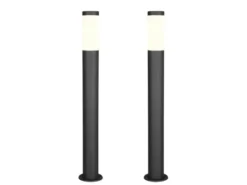 2er Set moderne LED Pollerleuchten aus Edelstahl in Schwarz, Höhe 80cm