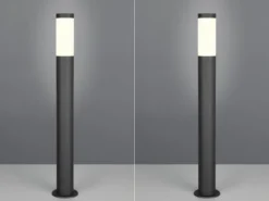 2er Set moderne LED Pollerleuchten aus Edelstahl in Schwarz, Höhe 80cm