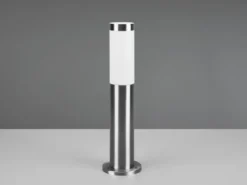 2er Set moderne LED Sockelleuchten aus Edelstahl in Silber, Höhe 45cm