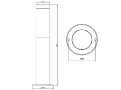 2er Set moderne LED Sockelleuchten aus Edelstahl in Silber, Höhe 45cm