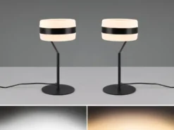 2er Set moderne LED Tischlampen dimmbar, Schwarz, Höhe 30cm