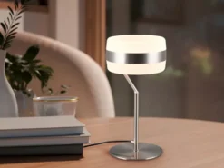 2er Set moderne LED Tischlampen dimmbar, Silber, Höhe 30cm