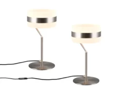 2er Set moderne LED Tischlampen dimmbar, Silber, Höhe 30cm