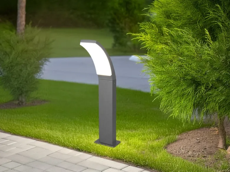 2er Set moderne LED Wegeleuchten aus Aluminium in Anthrazit, Höhe 60cm