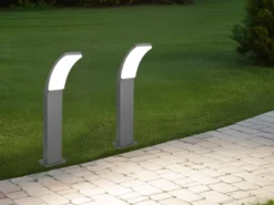2er Set moderne LED Wegeleuchten aus Aluminium in Anthrazit, Höhe 60cm