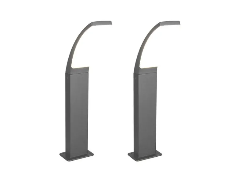 2er Set moderne LED Wegeleuchten aus Aluminium in Anthrazit, Höhe 60cm