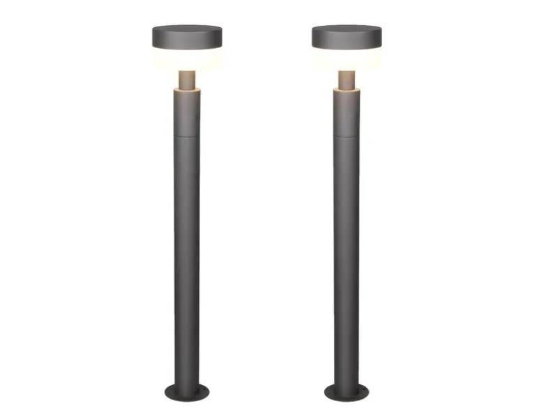 2er Set moderne LED Wegeleuchten aus Aluminium in Anthrazit, Höhe 95cm