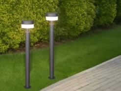 2er Set moderne LED Wegeleuchten aus Aluminium in Anthrazit, Höhe 95cm