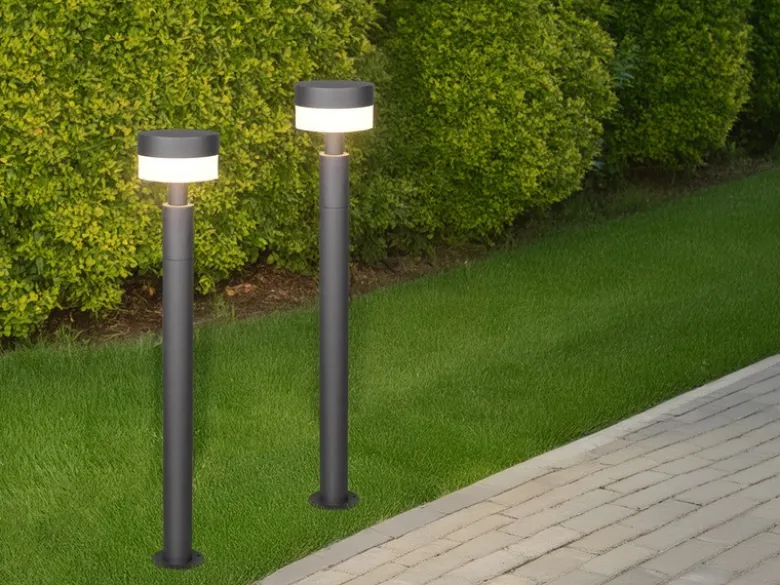 2er Set moderne LED Wegeleuchten aus Aluminium in Anthrazit, Höhe 95cm