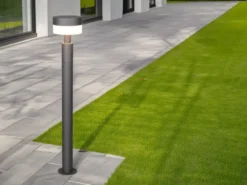 2er Set moderne LED Wegeleuchten aus Aluminium in Anthrazit, Höhe 95cm