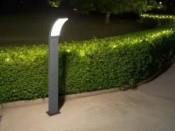 2er Set moderne LED Wegeleuchten aus Aluminium in Anthrazit, Höhe 100cm