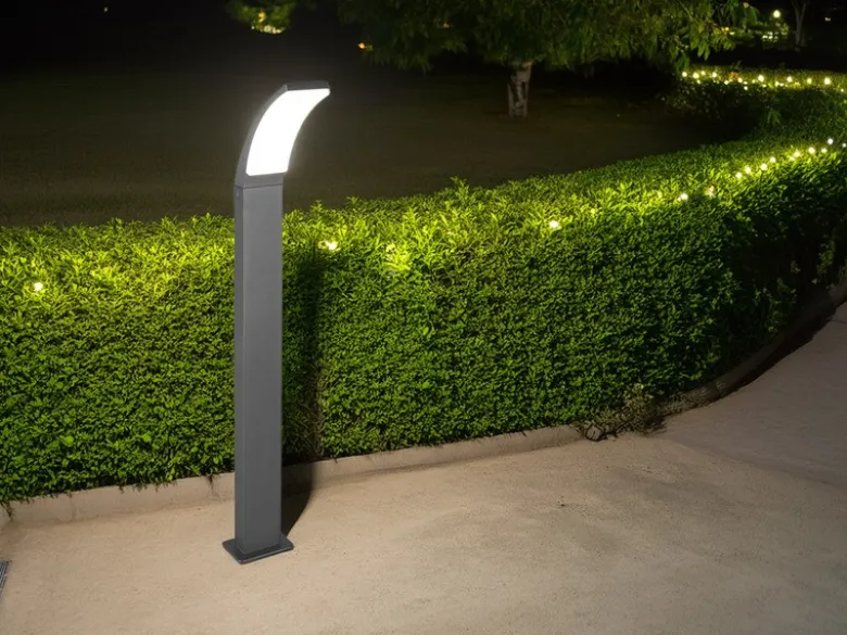 2er Set moderne LED Wegeleuchten aus Aluminium in Anthrazit, Höhe 100cm