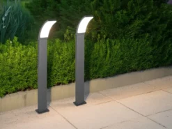 2er Set moderne LED Wegeleuchten aus Aluminium in Anthrazit, Höhe 100cm