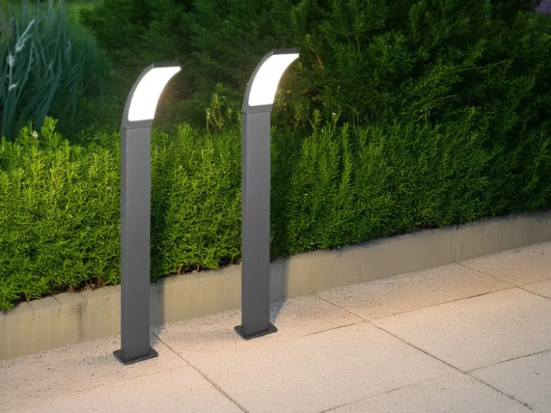 2er Set moderne LED Wegeleuchten aus Aluminium in Anthrazit, Höhe 100cm