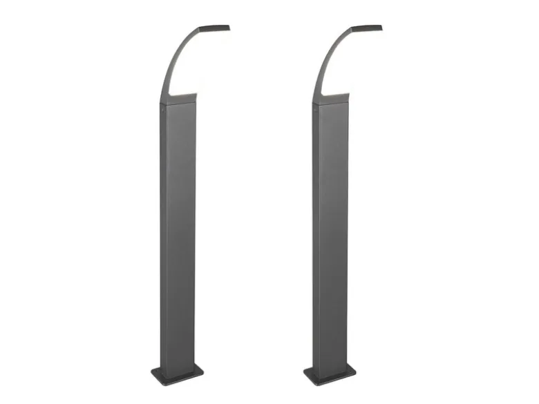 2er Set moderne LED Wegeleuchten aus Aluminium in Anthrazit, Höhe 100cm