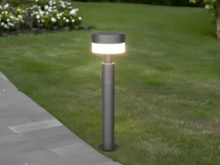 2er Set moderne LED Wegeleuchten aus Aluminium in Anthrazit, Höhe 50cm
