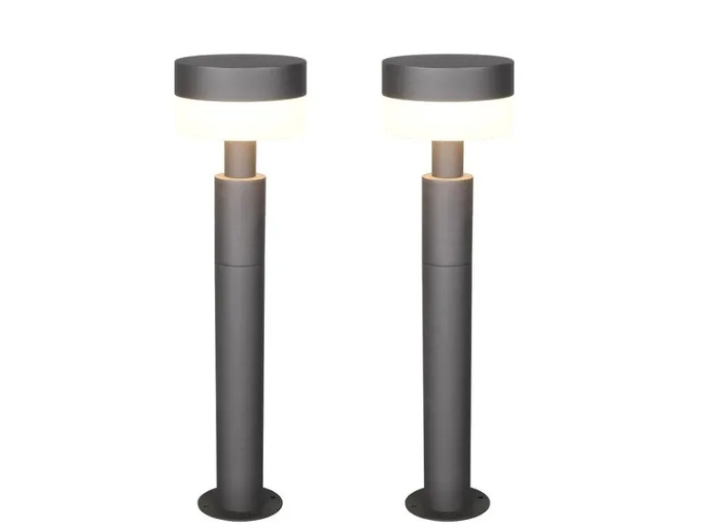 2er Set moderne LED Wegeleuchten aus Aluminium in Anthrazit, Höhe 50cm