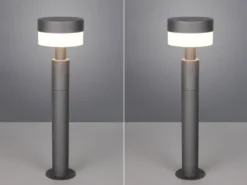 2er Set moderne LED Wegeleuchten aus Aluminium in Anthrazit, Höhe 50cm